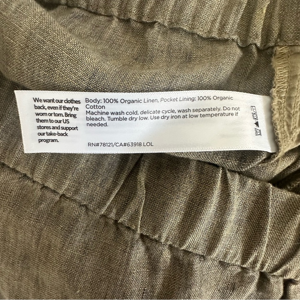 Eileen Fisher Washed Organic Linen Delave Lantern Pant Tarragon Green Small EUC - Picture 4 of 9